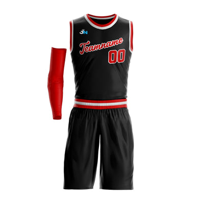 Black-Red Custom Basketball Jersey and Shorts Team Uniform Set