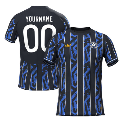 Blue-Black Pinstripes Custom Soccer Jersey