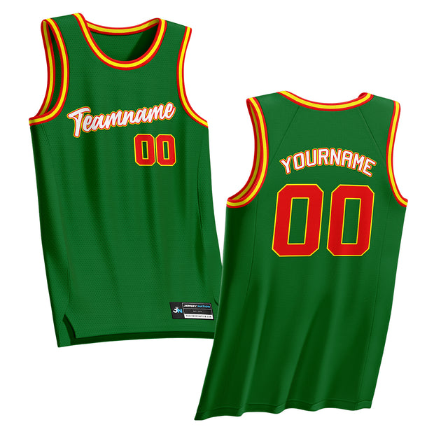 Green Red-Yellow Custom Basketball Jersey
