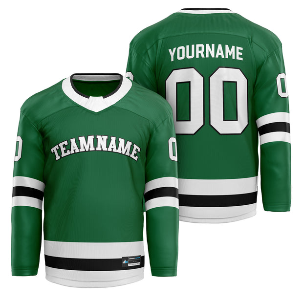 Green-White Custom Hockey Jersey