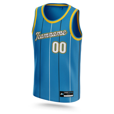 Blue Pinstripe Custom Basketball Jersey