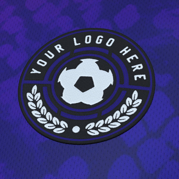 Purple-Black Custom Soccer Jersey Closeups Bulk Team Logo