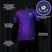 Purple-Black Custom Soccer Jersey Closeups Bulk Team Logo Details