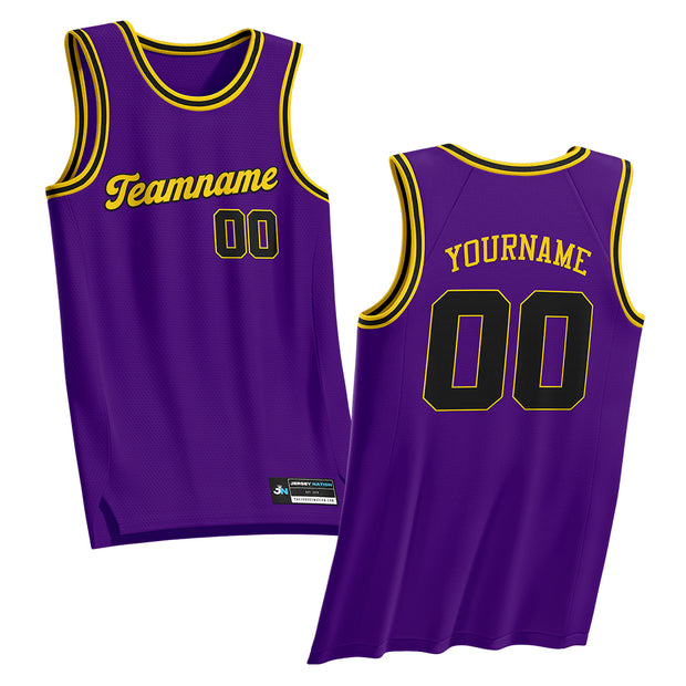 Purple-Yellow Custom Basketball Jersey