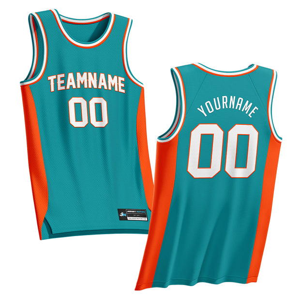 Teal-Orange Custom Basketball Jersey Template