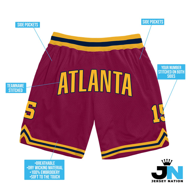 Maroon-Gold Custom Basketball Shorts