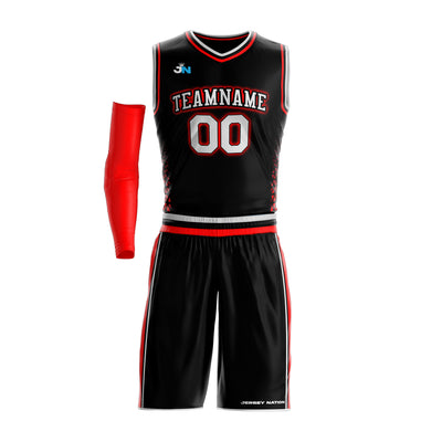 Black-Red Custom Basketball Jersey and Shorts Team Uniform Set