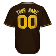 Brown-Yellow Custom Baseball Jersey Back