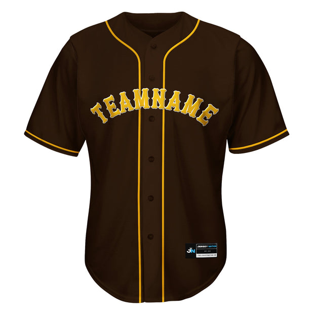 Brown-Yellow Custom Baseball Jersey Front