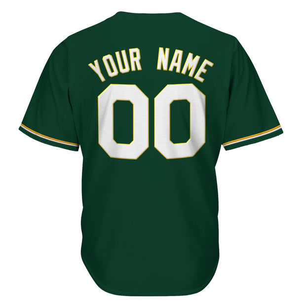 Green White-Yellow Custom Baseball Jersey Back