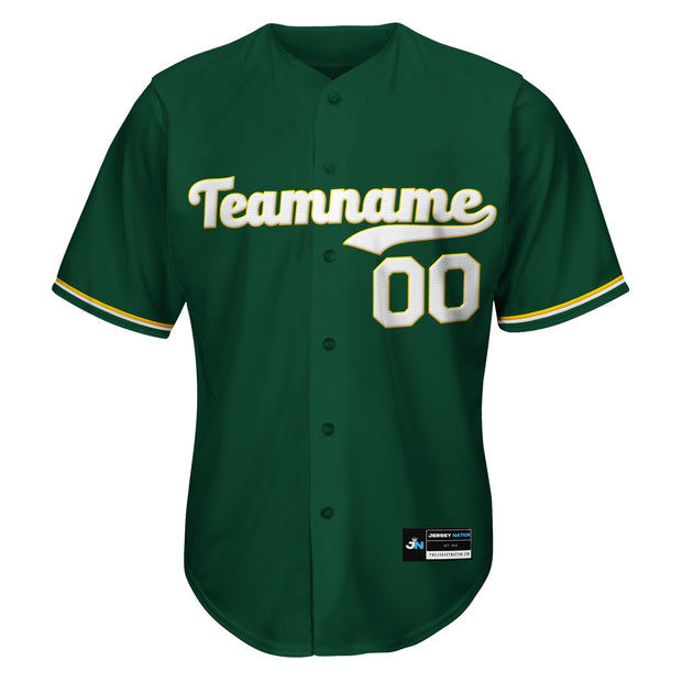 Green White-Yellow Custom Baseball Jersey Front
