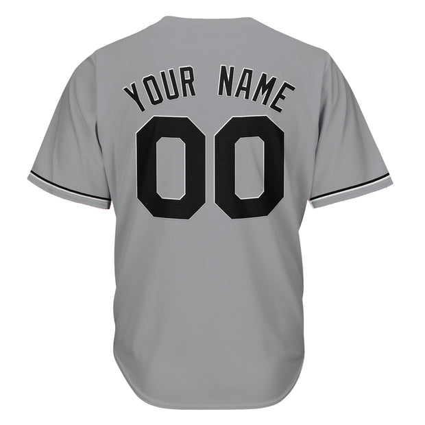 Grey-Black Custom Baseball Jersey Black