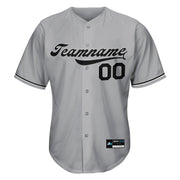Grey-Black Custom Baseball Jersey Front
