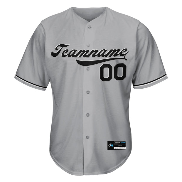 Grey-Black Custom Baseball Jersey Front