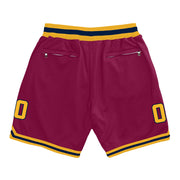 Maroon-Gold Custom Basketball Shorts