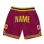 Maroon-Gold Custom Basketball Shorts