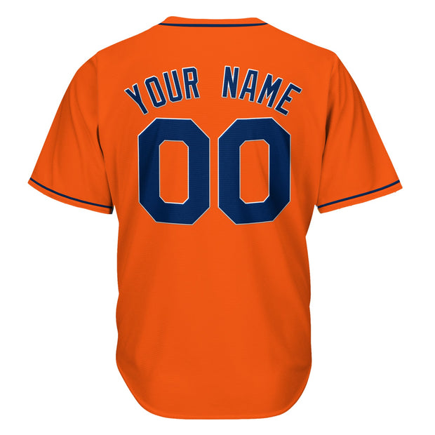 Orange-Navy Blue Custom Baseball Jersey