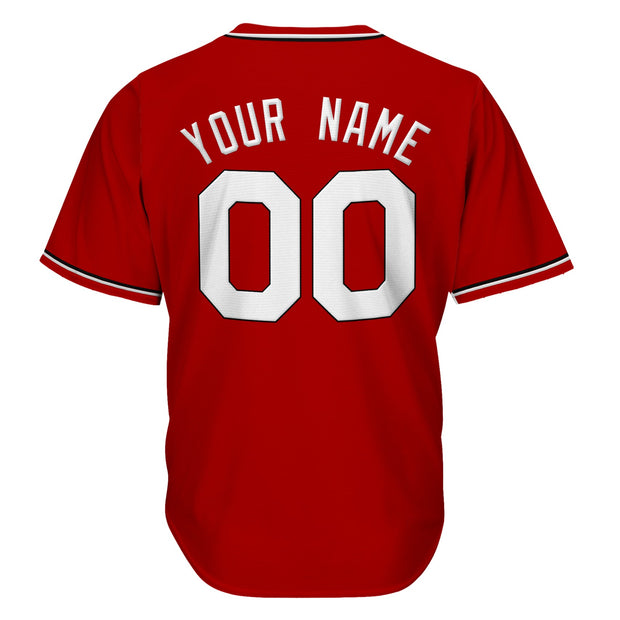 Red-White Custom Baseball Jersey Back