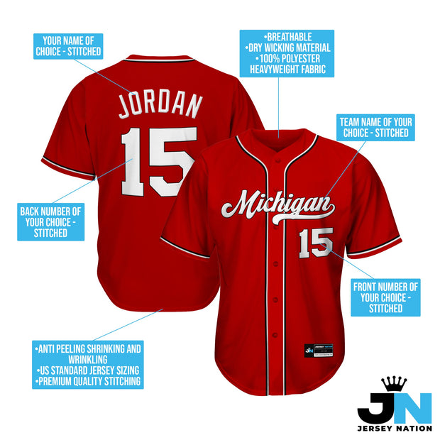 Red-White Custom Baseball Jersey Bulk Customized