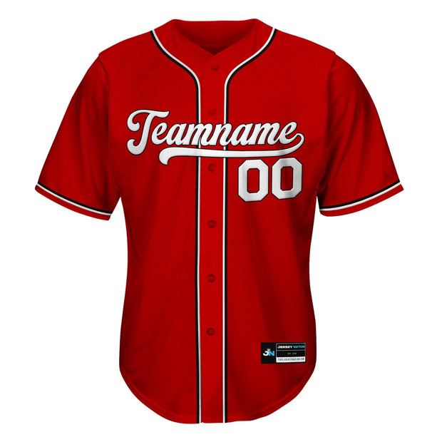 Red-White Custom Baseball Jersey Front