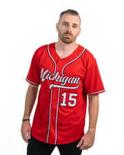 Red-White Custom Baseball Jersey Model