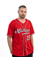 Red-White Custom Baseball Jersey Model 3