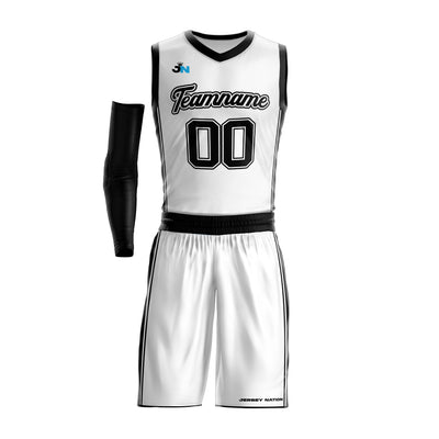 White-Black Custom Basketball Jersey and Shorts Team Uniform Set