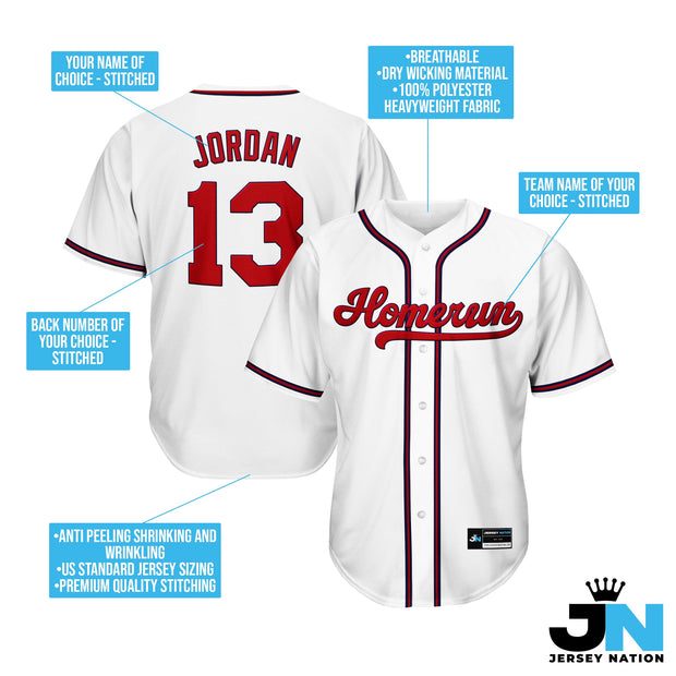 White-Red Custom Baseball Jersey Bulk Customized