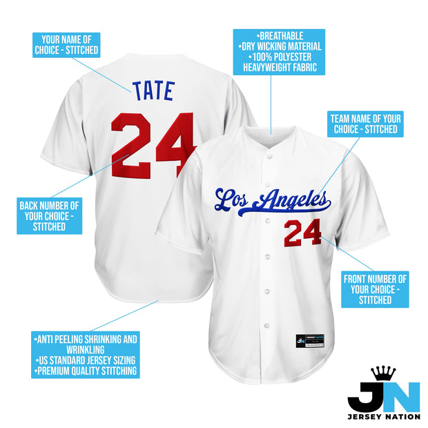 White Red-Blue Custom Baseball Jersey Bulk Customized