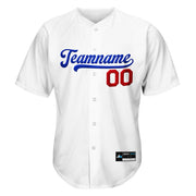 White Red-Blue Custom Baseball Jersey Front
