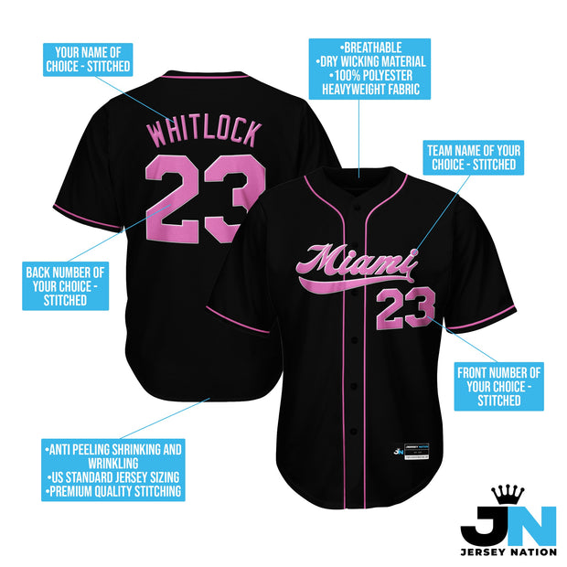 Black-Pink Custom Baseball Jersey