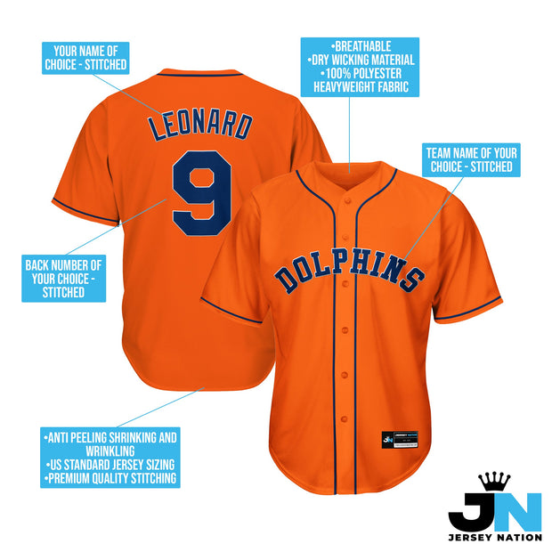 Orange-Navy Blue Custom Baseball Jersey