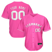 Pink-White Custom Baseball Jersey