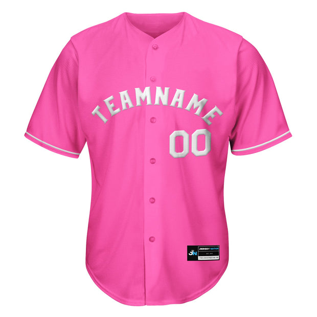 Pink-White Custom Baseball Jersey