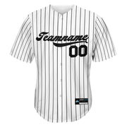 White-Black Pinstripe Custom Baseball Jersey